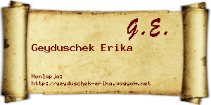 Geyduschek Erika névjegykártya